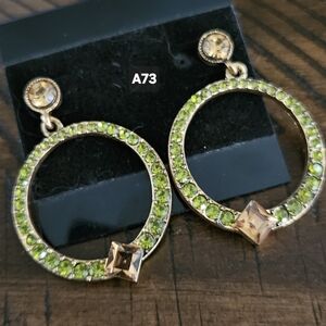 Elegant Green and Gold Hoop Earrings